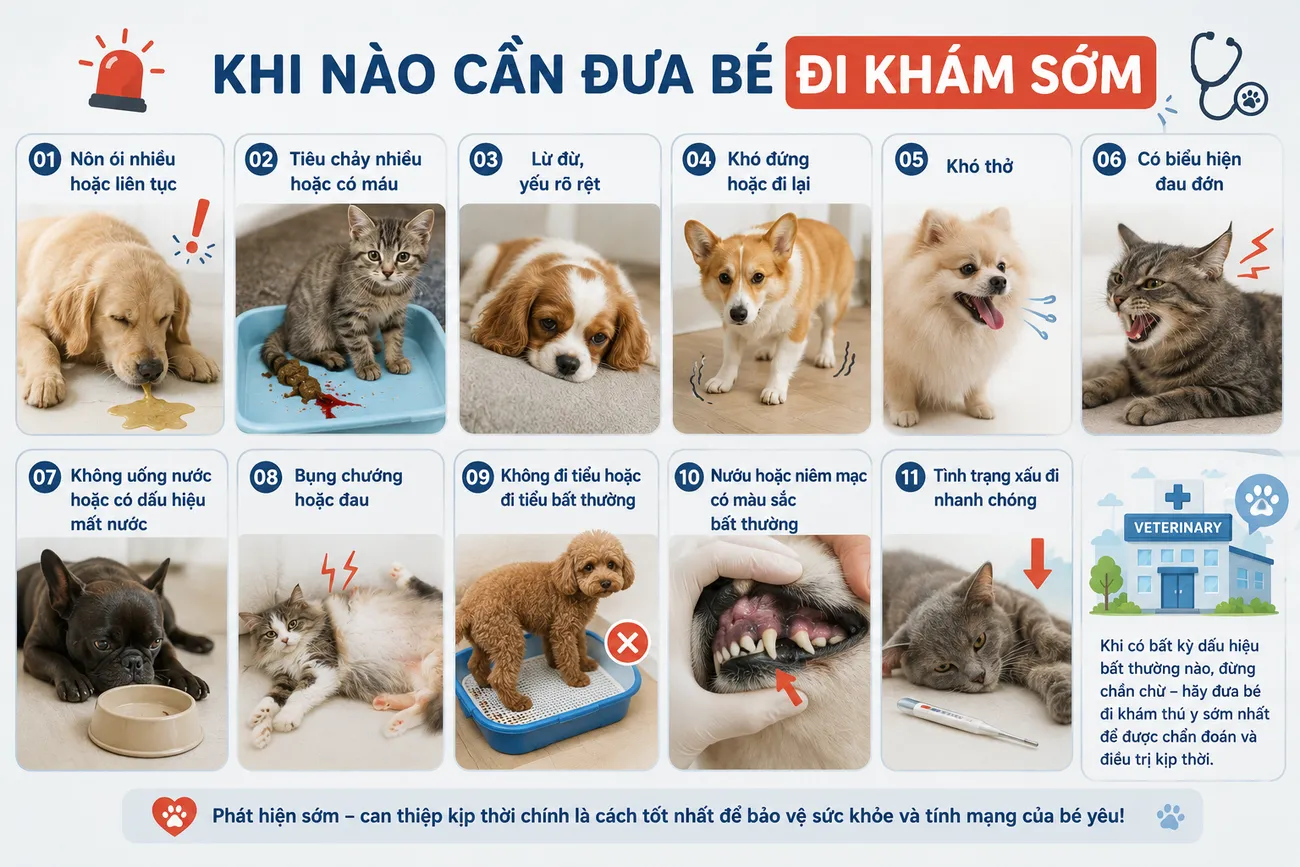 KHI NÀO ĐƯA BÉ ĐẾN BÁC SĨ THÚ Y?